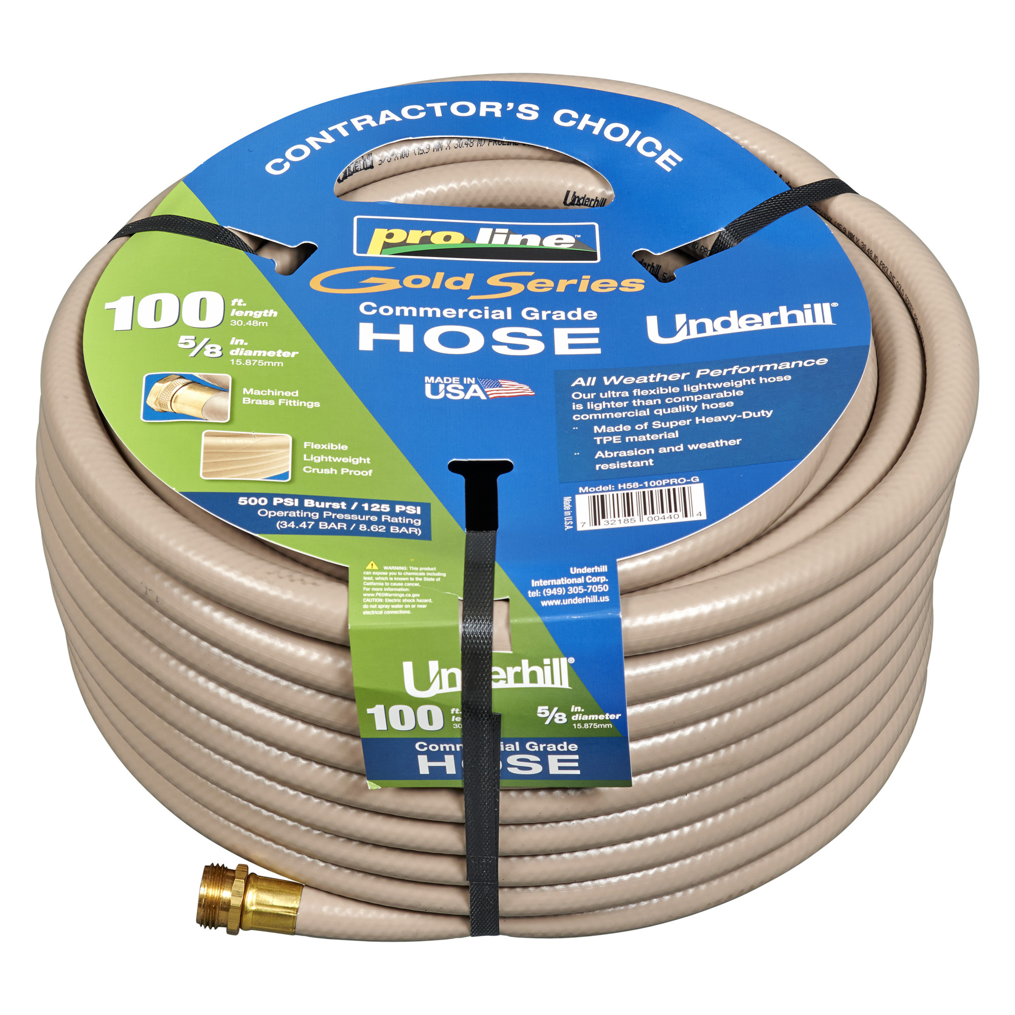 Underhill Gold Hose 5/8"x100' H58-100PRO-G